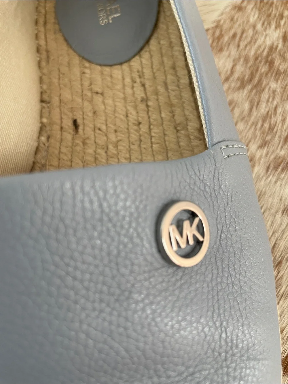 Michael Kors Light Blue Leather Espadrille Flats with Jute Trim